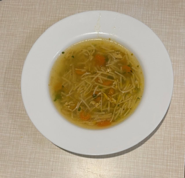 Homemade vegetable soup with noodles
